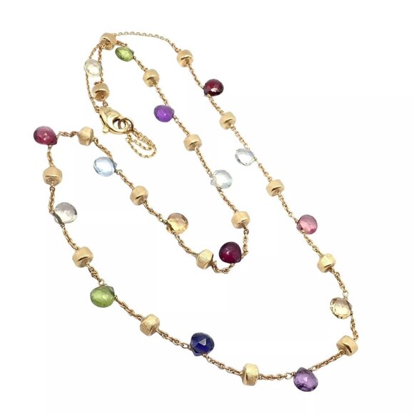 Authentic! Marco Bicego 18k Yellow Gold Multicolor Stones Paradise Necklace - Picture 1 of 8